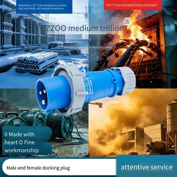Surface-mounted Industrial Sockets, Aviation Industrial Waterproof Plugs, Fireproof, Flame-retardant, Waterproof and Dustproof, With cb Certification, Zhongzhao Electrical Appliances