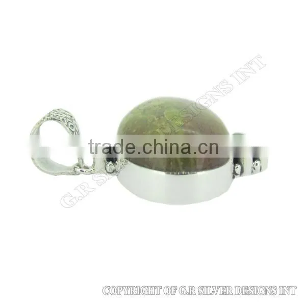 Natural Green Penny Opal Gemstone Pendant,sterling Silver Pendant Bezel,jewelry Suppliers From India photo-3