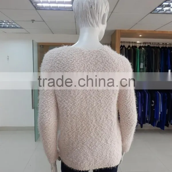 Lady's Crew Neck Double Jacquard Knitted Pullover Garment 2016 Fall/winter Acrylic/nylon/wool photo-3