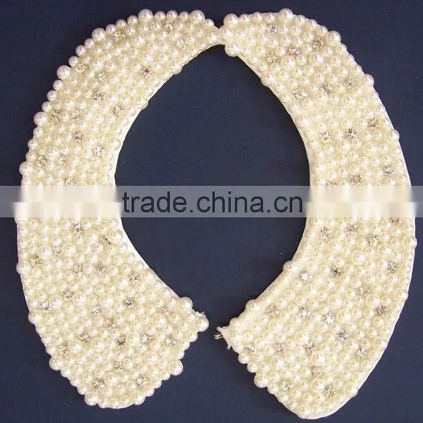 New Arrive Satin Fabric With Pearl Beads Detachable Collar -- H1412062 photo-3