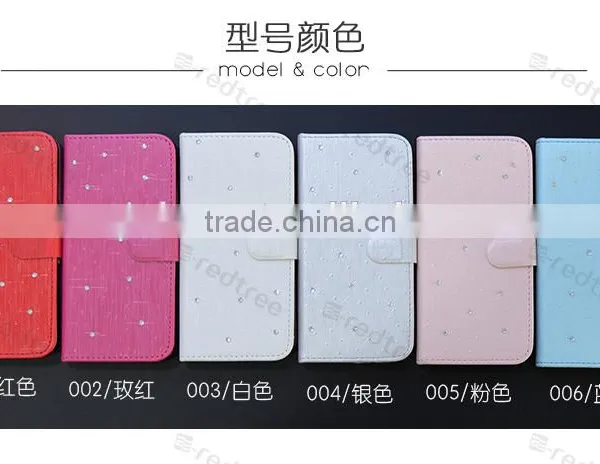 Luxury Wallet Diamond Leather Mobile Phone Back Cover With Printing for Motorola g3 photo-4