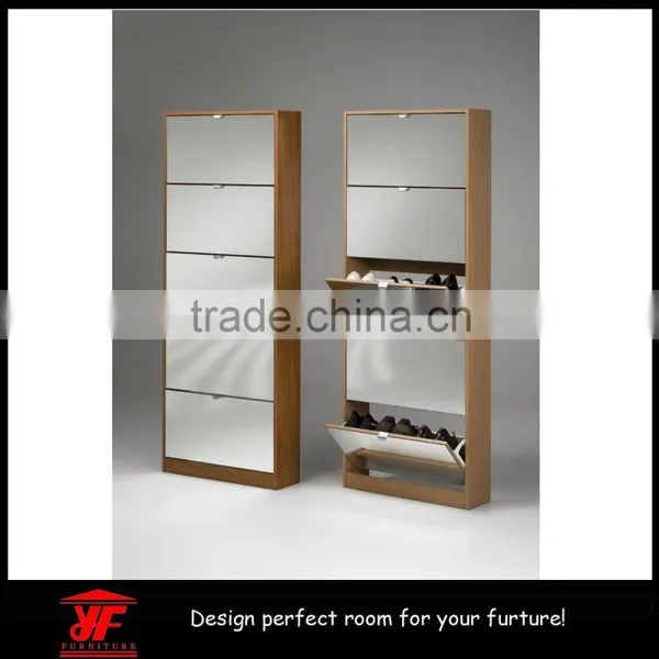 Mirror Furniture Closed Corner Wood Model of Shoe Rack