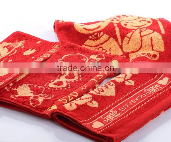 Chinese Element 100% Cotton Red Towel for Wedding photo-5