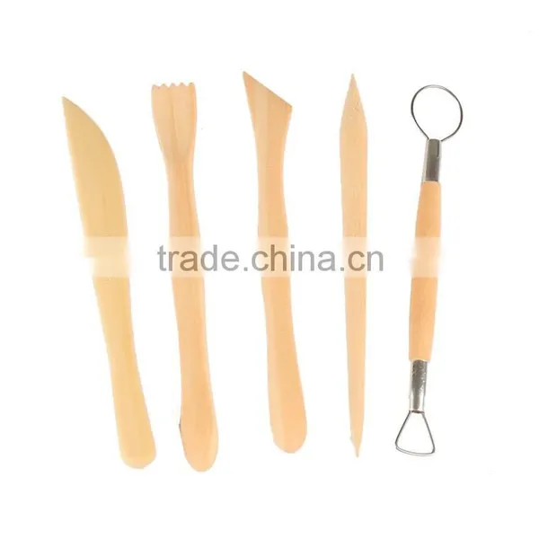 Hot Selling 5pcs Wooden Clay Sculpture Knife Carving Tool Pottery Tools photo-5
