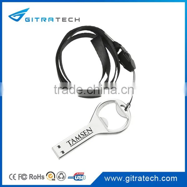 Bottle Opener Stainless Steel USB Flash Drive Key Shape With Logo and Lanyard photo-4