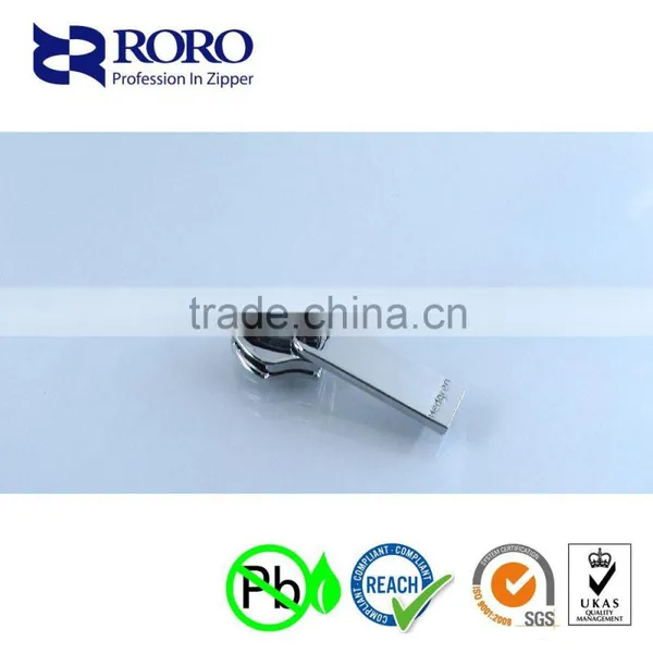RORO1512302#10 Zinc Alloy Silver White Zipper Silder and Puller Design