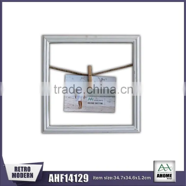 2015 Popular Simple Design White Wooden Frame,Wall Hanging Wood Clamp Picture Frame