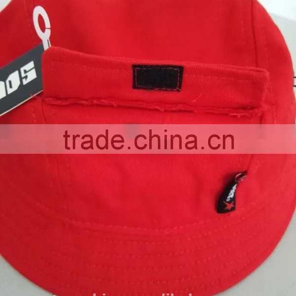 Red Front Embroidery 100% Cotton Bucket Hat photo-5