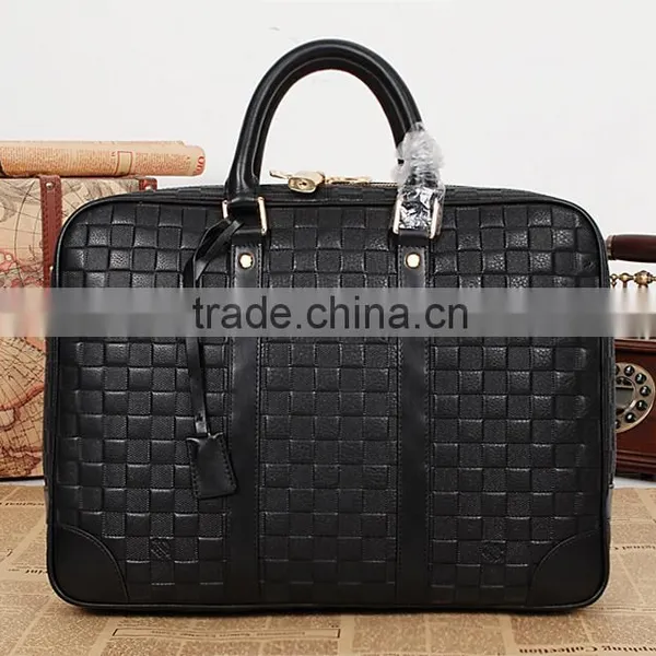 Factory Price Briefcase Men's Woven Briefcase PU Leather Bag With Tote photo-2