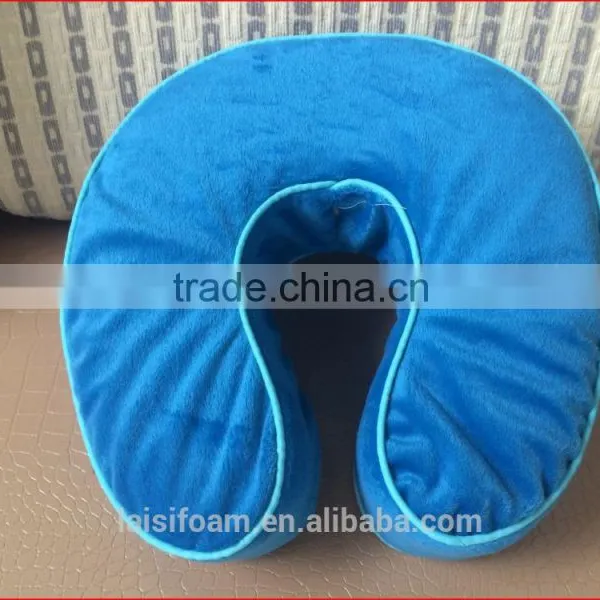 100% Polyerter u Shape Pillow Super Soft Fabric Neck Pillow LS-U-016-D Travel Foam Pillow