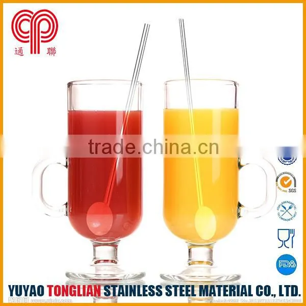 304 Food grade Heart shape Stainless steel spoon straw cocktail spoon straw