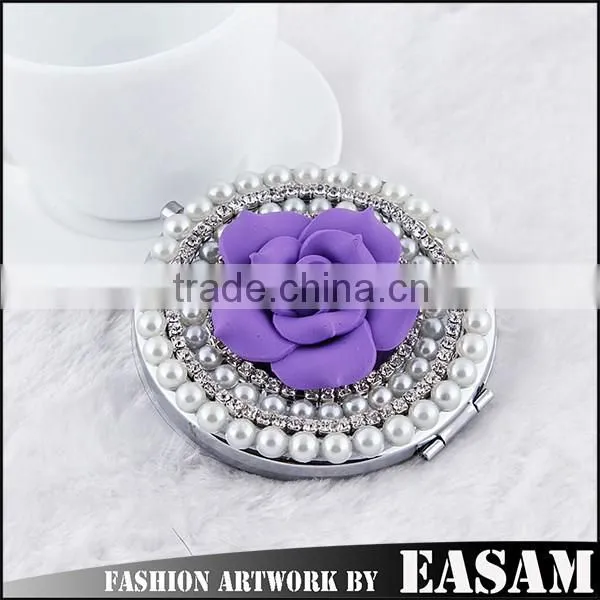 Blank Cosmetic Mirror With Big Purplr Flower, Blank Cosmetic Mirror Suppliers