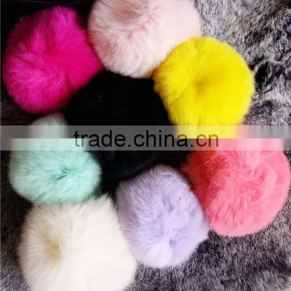 Dye Fur Pompoms / Real Rex Rabbit Fur Pom Pom Wholesale / Fur Pom Keychain photo-2