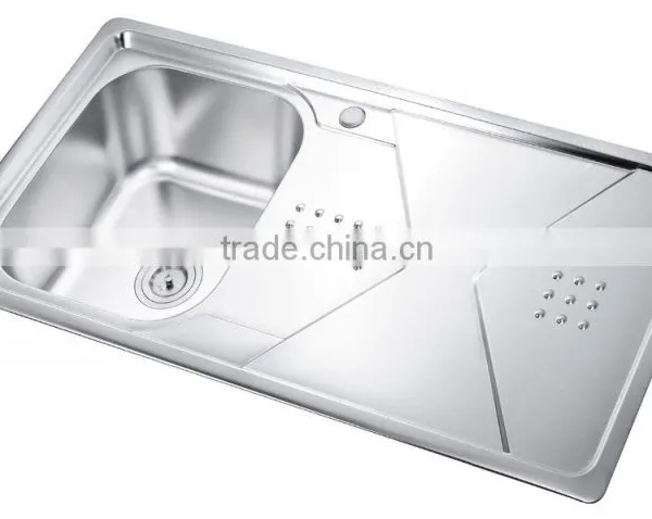 SC-129 China Supplier Most Hotsale Single Bowl Stainless Steel Sink With Drain Board photo-2