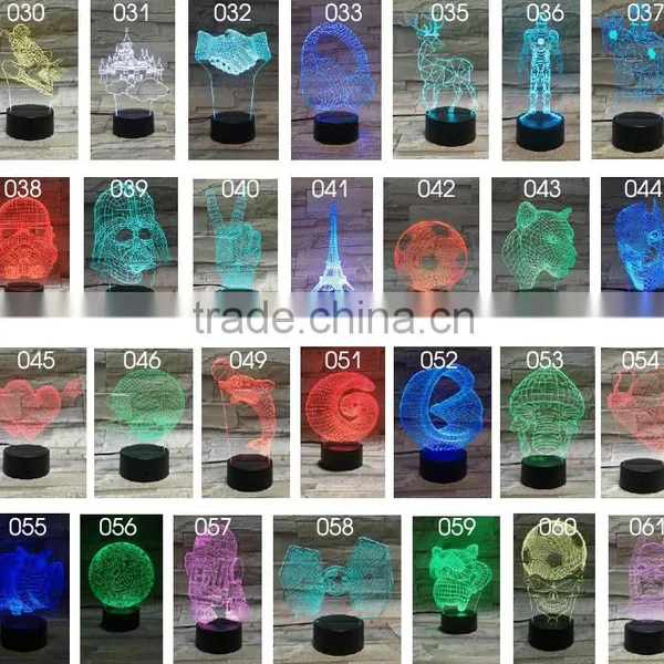 2016 New 3D Optical Night Light 7 Light Colors 10 LEDs AA Battery or DC 5V Mixed Lot With IR Remote Control Factory Wholesale photo-3
