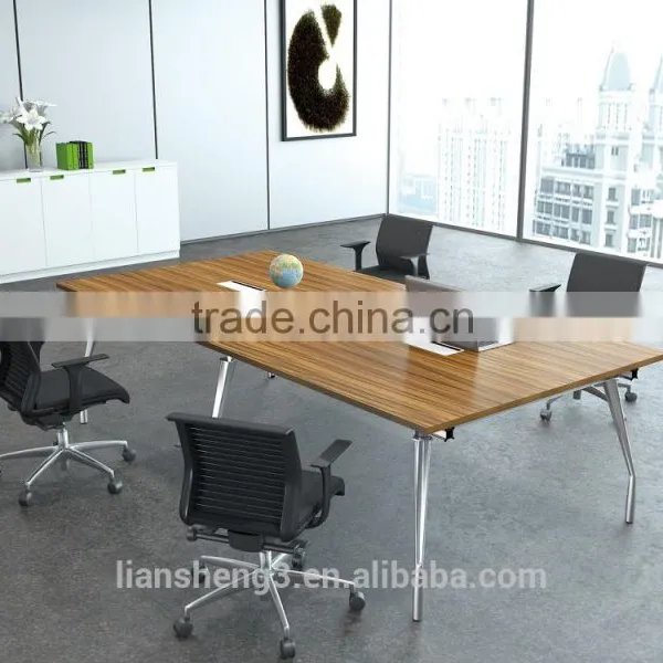 MDF Board Conference Table With Wooden Table Top and Aluminum Legs for 6 People photo-5