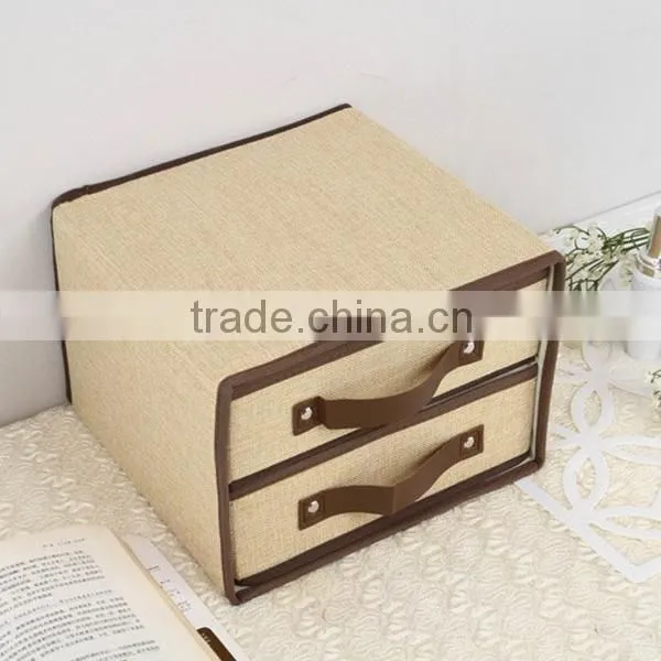 Cheap Collapsible Canvas Bedside Organizer Chest , Mini Treasure Chest Drawer Storage Box photo-3