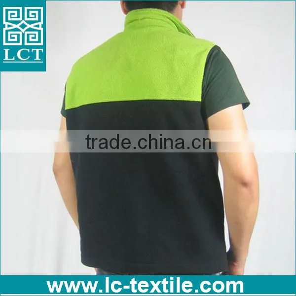 Wholesale 2015 America Popular Two Tone Colors Micro Polar Plush Fleece Custom Embroidery Fleece Vest for Work Uniform(LCTU0052) photo-2