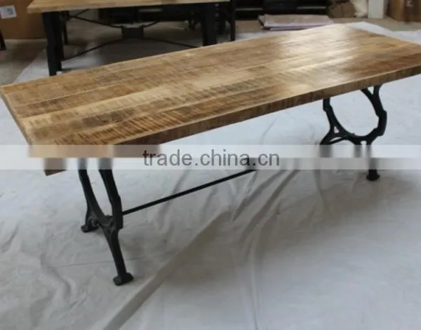 Industrial Iron Wood Dining Table photo-2