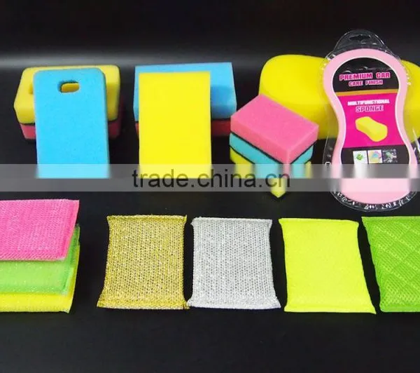 Set Of 3Pcs Color Combination Scouring Pad Kitchen Sponge With Hole photo-5