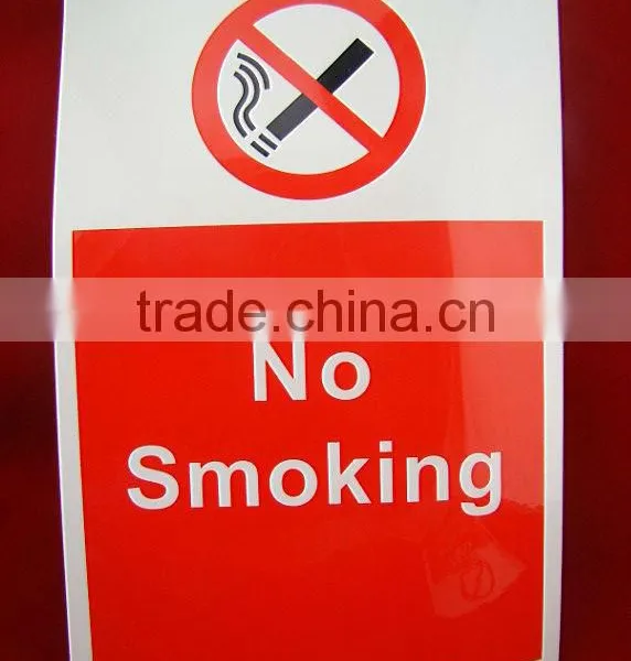 Color Printed Adhesive Custom Printing no Smoking Pvc Transferable Logo Sticker