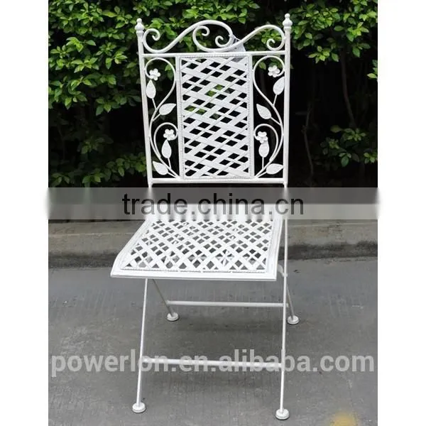 Wrought Iron Folding Chair Anti White Color Vintage Style photo-3