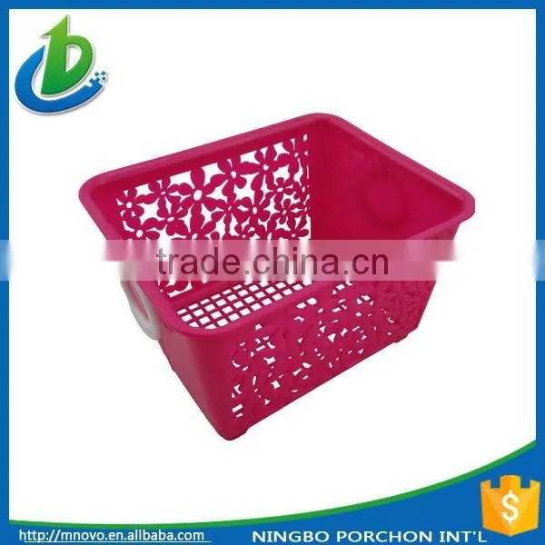 Brigt Colorful Small Handle Plastic Rectangle Basket photo-2