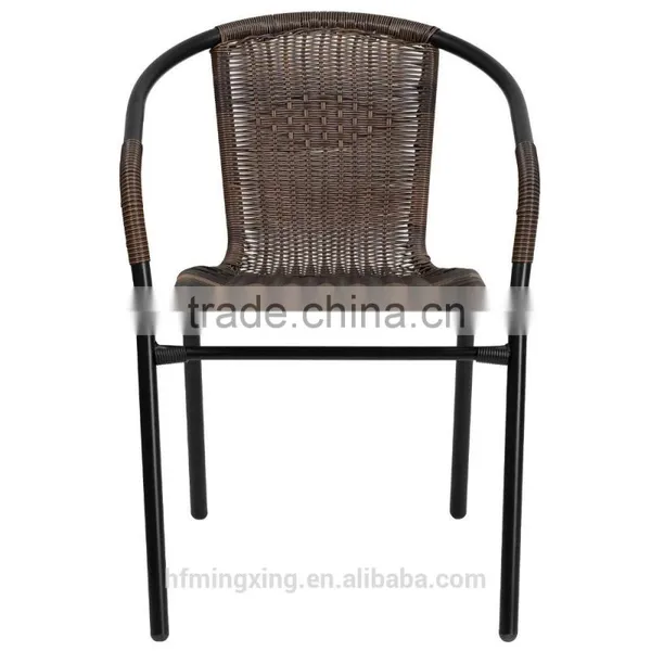 Outdoor Dark Brown Rattan Stack Chair