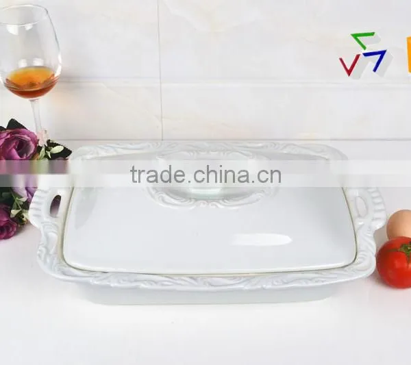 14.5" Square Porcelain Bakeware With Lid photo-2