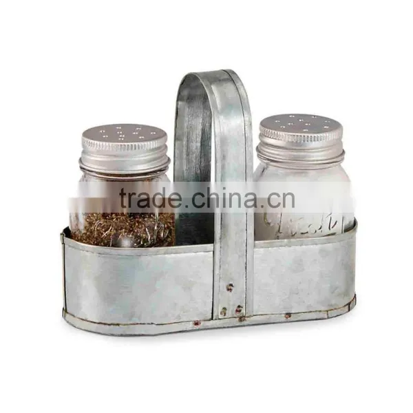 Set of 3 Galvenized Metal Serving Tray photo-3