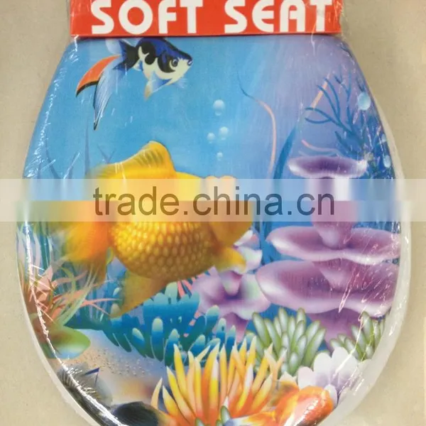 Printed Color PVC Adult Soft Toilet Seats / WC Seat Flowery Color Soft Toilet Seat Lid photo-4