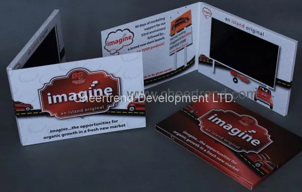 2017 Fashion Paper Business Card 7 Inches Lcd Video Brochure 210*210 mm Video Greeting Card With 1000 Mah photo-4