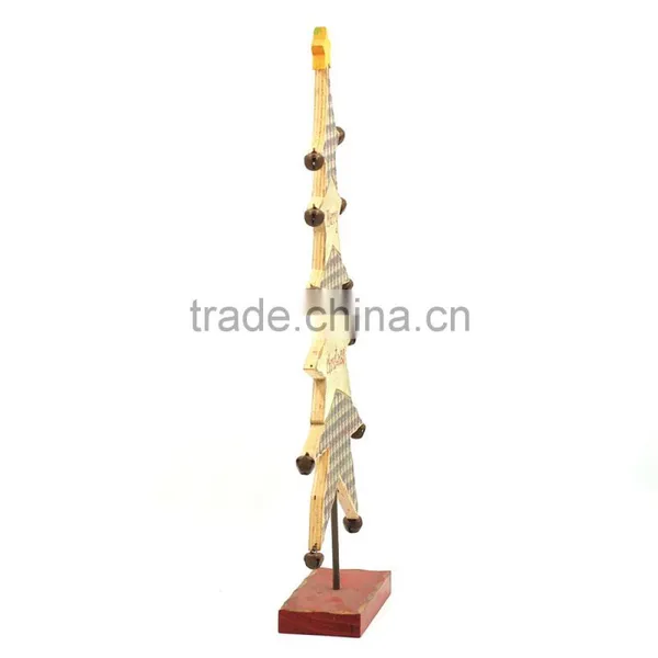 2017 New Design Mini Table Xmas Tree Decoration Carving Wood Artificial Christmas Tree With Bells photo-2