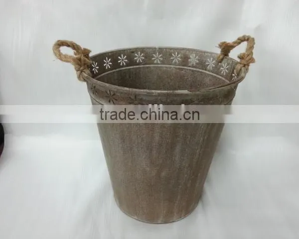 2016 New Grey/white Wash Metal/tin Flower Planter Pots photo-2