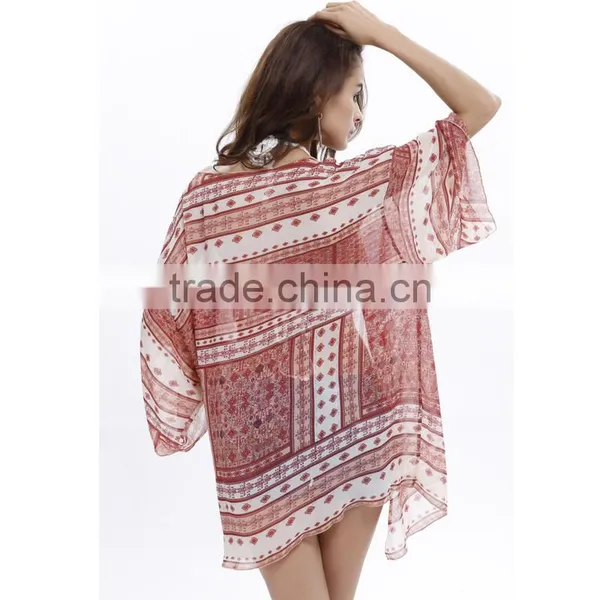Sexy Women Swim Kaftan Beach Cover Up Women Chiffon Cover-ups Cardigan for Bikini photo-4