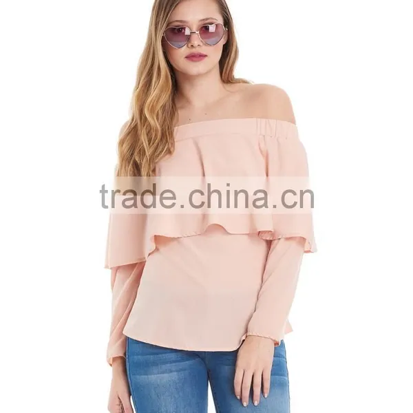 Chiffon Blouse Women Sexy Saree Blous Fashion Cheap Wholesale Custom Off the Shoulder Tops photo-3