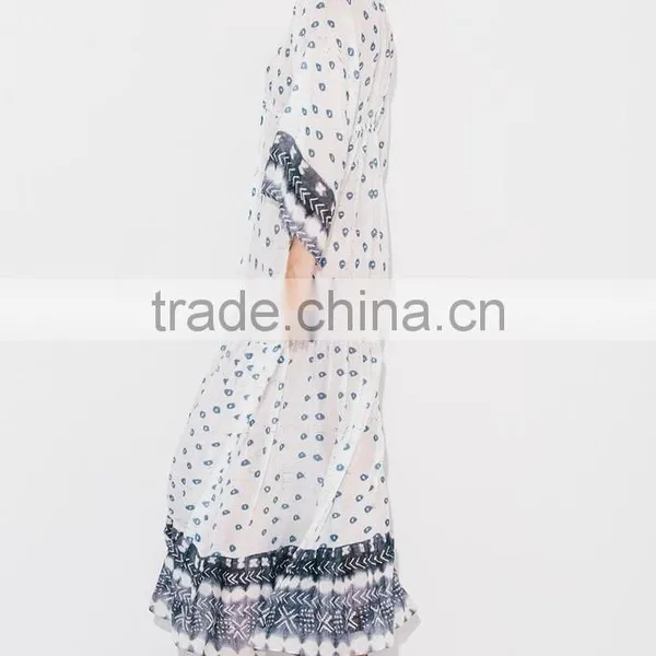 Gorgeous Boho Printed Rayon V Neck Maxi Dress Bohemian Ladies Western Dresses Names HSd5094 photo-3