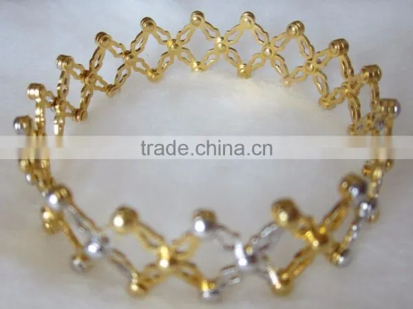Lattice Design Magic Flexible Ring Convertible BRACELET Gold TWO Tone photo-4