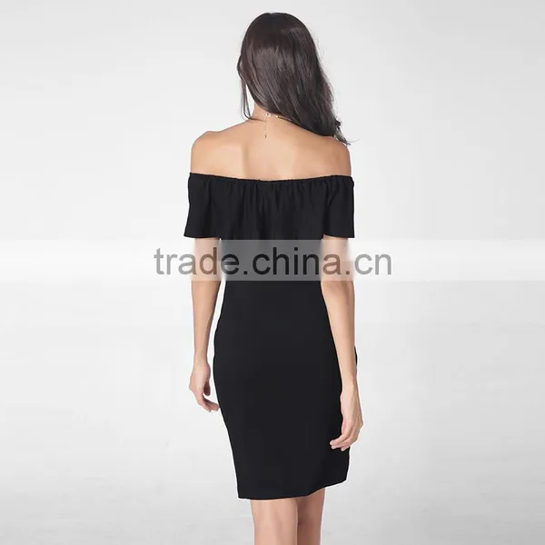 Maxnegio Sexy Black off Shoulder Bodycon Dress photo-5