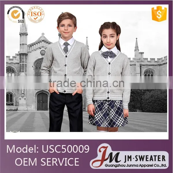 Hot Sales Grey Cardigan Children School Uniform