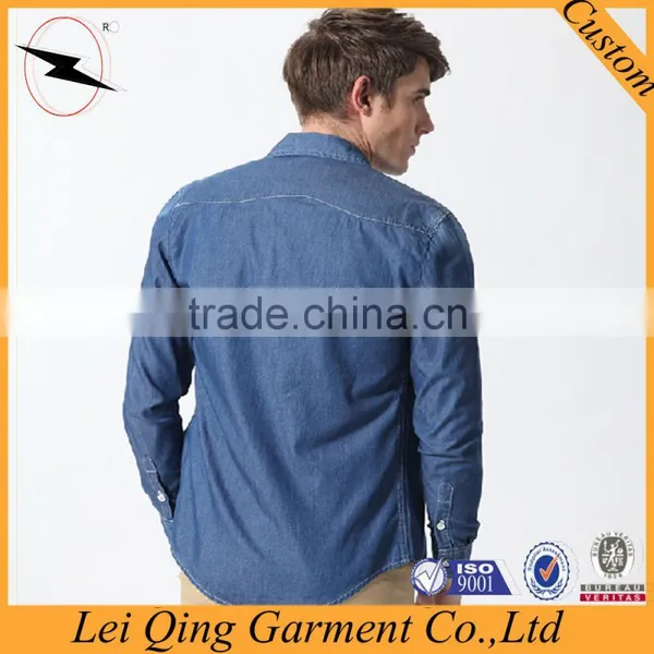 Blue Fashion Men Colored Denim Shirts photo-2