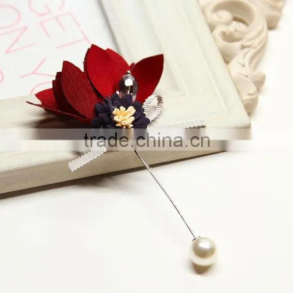 Zm53220a Fashion Handmade Cloth Flower Shape Brooches For Wedding Party And Business Suit photo-4