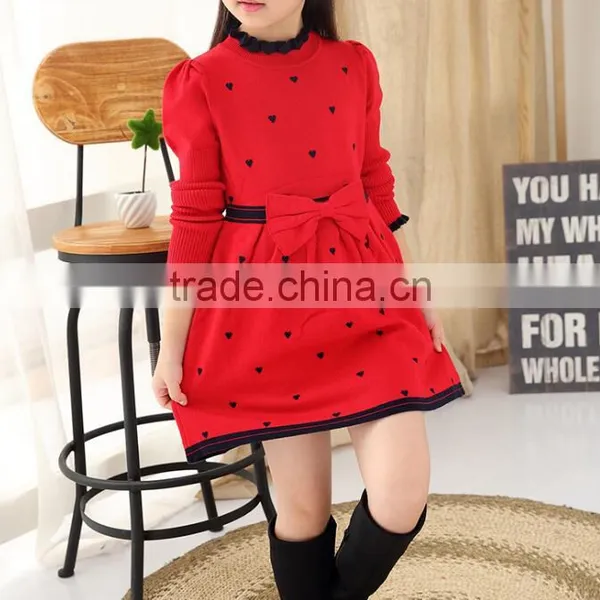 Zm50280b 2017 Autumn New Model Kids Clothes Round Neck Knit Girls Dress photo-2