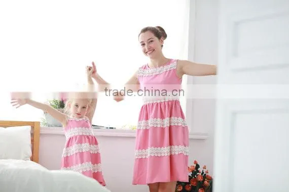 Elegant Lace Embroidered Dresses Mother Daughter Clothes New Summer Dress photo-3