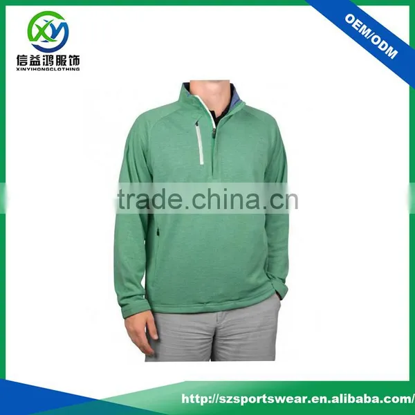 New Design Zip Pocket 50%cation 50%polyester Yarn Mens Polo T-shirts in Green photo-2