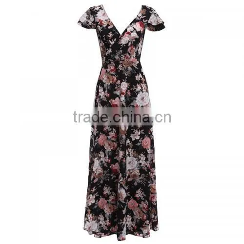 2017 One-piece Dress Deep V Lastest Dress Designs photo-3