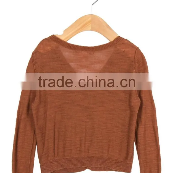 High Quality Brown Color Button Closured Baby Girl Wool Cardigan photo-2