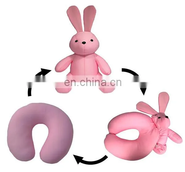 2 in 1 Switch Custom Cartoon Plush Soft Grey Dog Toy U Shape Pillow Cushion Fashion Spandex Microbeads Rest Travel Neck Pillow photo-6