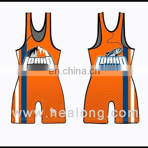 Healong Thermal Transfer Sublimated Elastic Wholesale Wrestling Singlet Vintage