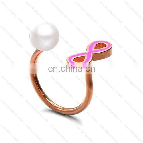 Cheap Wholesale Stainless Steel Infinity Women's Rings With A Pearl Jewelry Gifts photo-4